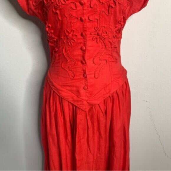 Allegra Red Vintage Midi/Maxi Cap Sleeve Dress - Picture 9 of 15